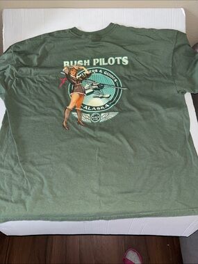 Gildan Men’s Swim Tee - Olive Green with Retro Pilot Graphic